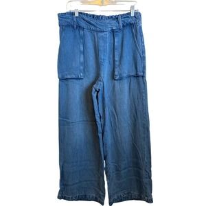 Wearables Women's Denim Wide Leg Pants Elastic Waist Size Medium